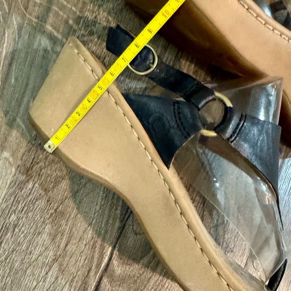 Born Black/Tan Leather Thong Wedge Women's Sandals Size 9 / 40.5 - Picture 10 of 14